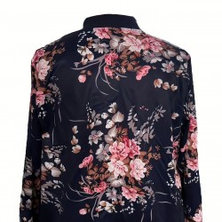 プラスサイズ 花柄 フルジップジャケット、カジュアル 長袖ジャケット 秋 & 冬、レディース プラスサイズ 服