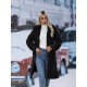 プラスサイズ ソリッド ホーンバックル フェイクファーコート、エレガントな長袖ロングラインコート、秋と冬に最適、女性用プラスサイズ衣料品