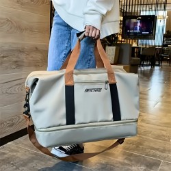トラベルダッフルバッグ、大容量軽量オックスフォード生地キャリーオンハンドバッグ、多目的ポータブルオーバーナイトバッグ、ショルダーストラップ付き