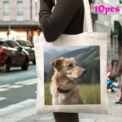 10個のカスタム写真トートバッグ - ご自身のアートワークを入れた個性的なキャンバスバッグ - 子供の絵画、母の日ギフトに最適 - 手洗い可能なポリエステル、開閉式デザインなし