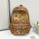 Kapibala Preppy Style キャラクター動物プリントバックパック、ナイロン軽量学生バッグ、調節可能なストラップ、ジッパークロージャー、ポリエステル裏地、スカイブルー - かわいいプリント高美学