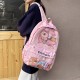 Kapibala Preppy Style キャラクター動物プリントバックパック、ナイロン軽量学生バッグ、調節可能なストラップ、ジッパークロージャー、ポリエステル裏地、スカイブルー - かわいいプリント高美学