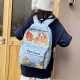 Kapibala Preppy Style キャラクター動物プリントバックパック、ナイロン軽量学生バッグ、調節可能なストラップ、ジッパークロージャー、ポリエステル裏地、スカイブルー - かわいいプリント高美学