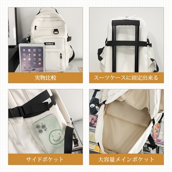 スタイリッシュなナイロン製バックパック（女性＆男性用）- 広々としたマルチポケットデザイン、調節可能なストラップ、軽量で耐久性があり、旅行・学校・日常使用に最適（カーキ、ホワイト、パープル、バーガンディ、ブラックの色展開）、カジュアルデイパック｜機能的なバックパック｜軽量バックパック、トラベルバックパック