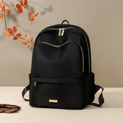 大容量ブラックナイロンバックパック、ジッパー付き - スタイリッシュなダブルストラップショルダーバッグ、学生、通勤者、旅行者、カジュアルな日常のバックパック | ミニマリストのバックパック | 耐久性のあるジッパークロージャー