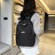 スタイリッシュなブラックナイロン女性用ダブルストラップバックパック - 大容量、多ポケットデザイン、調節可能なストラップ、仕事、屋外旅行、通勤に最適、通勤バックパック | ミニマリストバックパック | 耐久性のあるバックパック