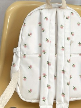シックなフローラルナイロン女性用バックパック - 軽量、防犯ラップトップバッグ、人間工学に基づいたストラップ＆複数のポケット付き、ビジネス、旅行、大学に最適