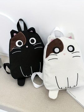女性用秋冬新作、韓国新作キャットキャンバスバックパック、ツーユアンメン・ヤングガールバックパック、かわいい猫の学生バッグ