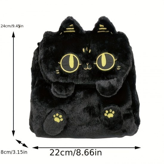 かわいいカートゥーンアンダーソン猫刺繍ぬいぐるみバックパック - 女性用ファッショナブルなクロスボディバッグ、ジップクロージャー付き