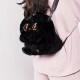 かわいいカートゥーンアンダーソン猫刺繍ぬいぐるみバックパック - 女性用ファッショナブルなクロスボディバッグ、ジップクロージャー付き
