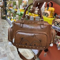 クリームベアボストントートバッグ - キャラクターデザイン、大容量、取り外し可能なストラップ、ジッパークローズ、カジュアルスタイル、ポリエステル裏地、カジュアルトートバッグ|おもしろいアクセサリー|丈夫なハンドル、かわいいトートバッグ