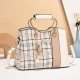 シックなチェック柄トートバッグ（女性用）- 広々とした＆スタイリッシュ、多機能ショルダーやクロスボディキャリー、耐久性のあるPU素材、エアサーティタン/アイボリー/ピンク/ブラック色展開