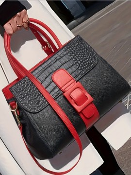 高品質のファーストレイヤー革で作られたスタイリッシュなレディースハンドバッグ、ファッショナブルなクロコダイル柄、今年の新着、通勤やクロスボディ使用に適した本革ショルダーバッグ。