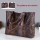 シックなピーコックブルーのクロコダイルエンボス加工トートバッグ（女性用）- 万能ショルダー＆ハンドバッグ、ジップクロージャー、耐久性PU素材