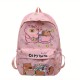 Kapibala Preppy Style キャラクター動物プリントバックパック、ナイロン軽量学生バッグ、調節可能なストラップ、ジッパークロージャー、ポリエステル裏地、スカイブルー - かわいいプリント高美学