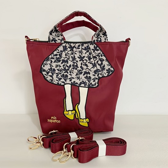 ミサパトス レディース カジュアル フローラル刺繍入りナイロン バックパック - 取り外し可能なショルダーストラップ、ジッパー式クロージャー、マルチポケット、ソフトシェルドザイン（カーキ/ディープレッド/ブラック）、多機能キャリオールバッグ｜ポリエステル裏地